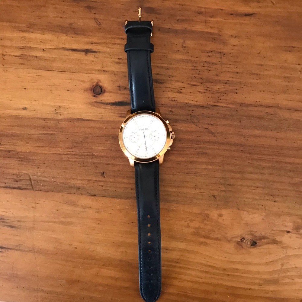 Gently used Fossil gold toned chronograph watch